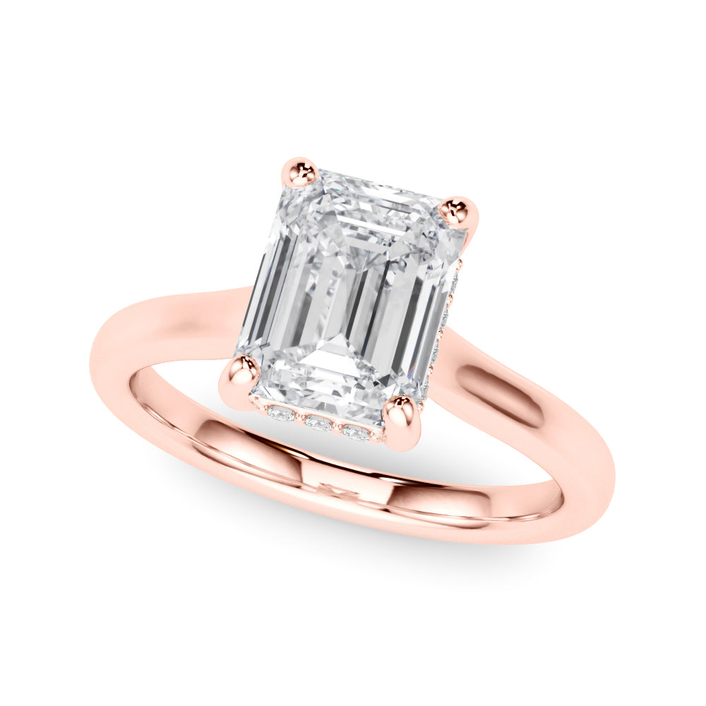 4.00 Carat Emerald Cut Lab-Grown Diamond Hidden Halo Engagement Ring in 14K Gold – IGI Certified