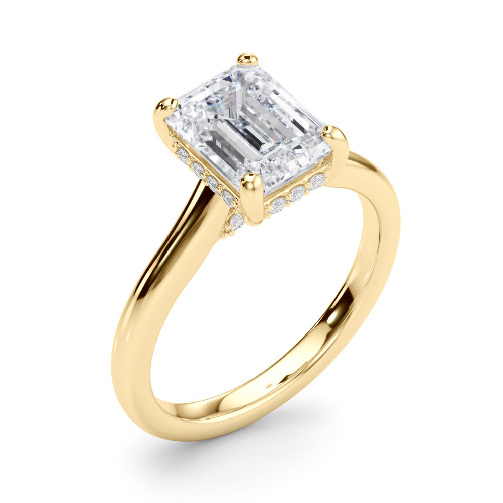 4.00 Carat Emerald Cut Lab-Grown Diamond Hidden Halo Engagement Ring in 14K Gold – IGI Certified