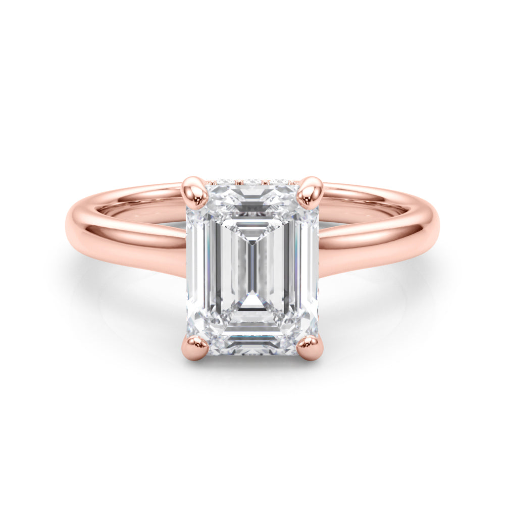 4.00 Carat Emerald Cut Lab-Grown Diamond Hidden Halo Engagement Ring in 14K Gold – IGI Certified