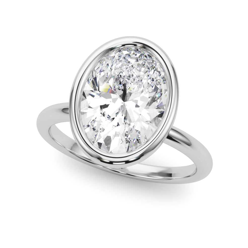 3.50 Carat Oval Lab-Grown Diamond Bezel Solitaire Engagement Ring in 14K Gold – IGI Certified
