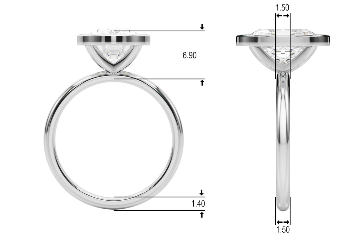 3.50 Carat Oval Lab-Grown Diamond Bezel Solitaire Engagement Ring in 14K Gold – IGI Certified