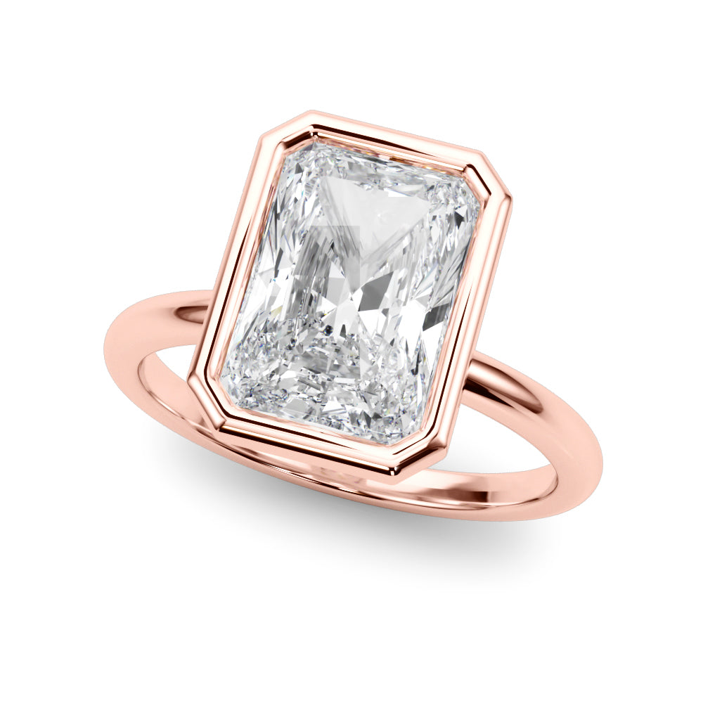 4.00 Carat Radiant-Cut Lab-Grown Diamond Bezel Solitaire Engagement Ring in 14K Gold – IGI Certified