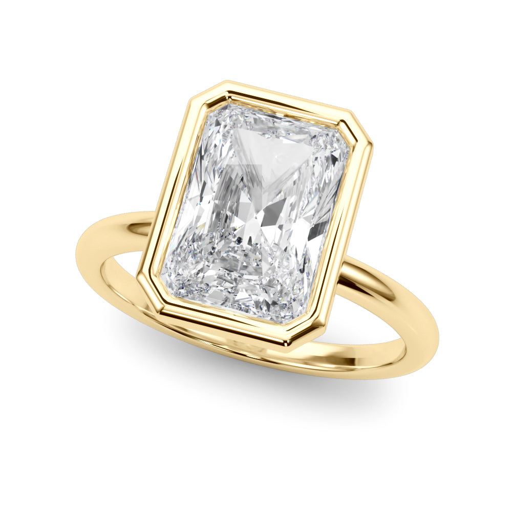 4.00 Carat Radiant-Cut Lab-Grown Diamond Bezel Solitaire Engagement Ring in 14K Gold – IGI Certified