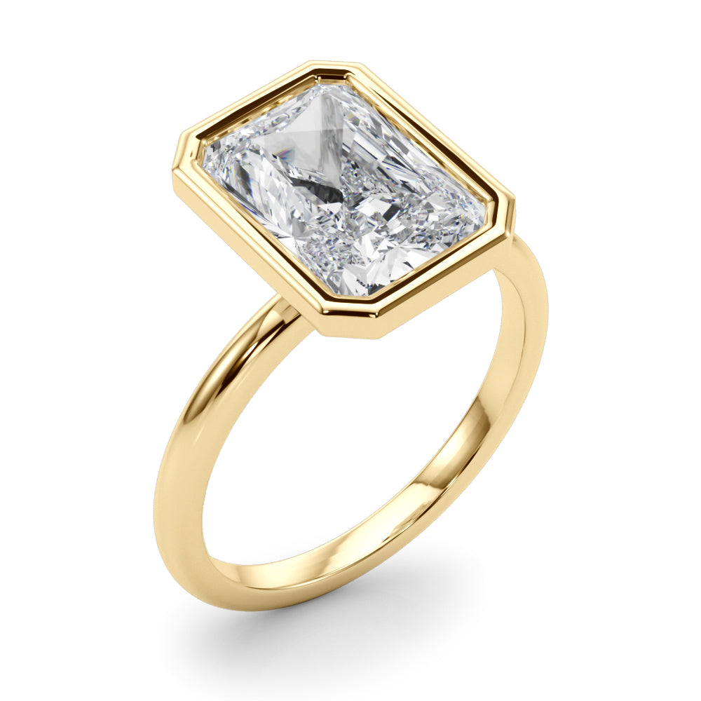 4.00 Carat Radiant-Cut Lab-Grown Diamond Bezel Solitaire Engagement Ring in 14K Gold – IGI Certified