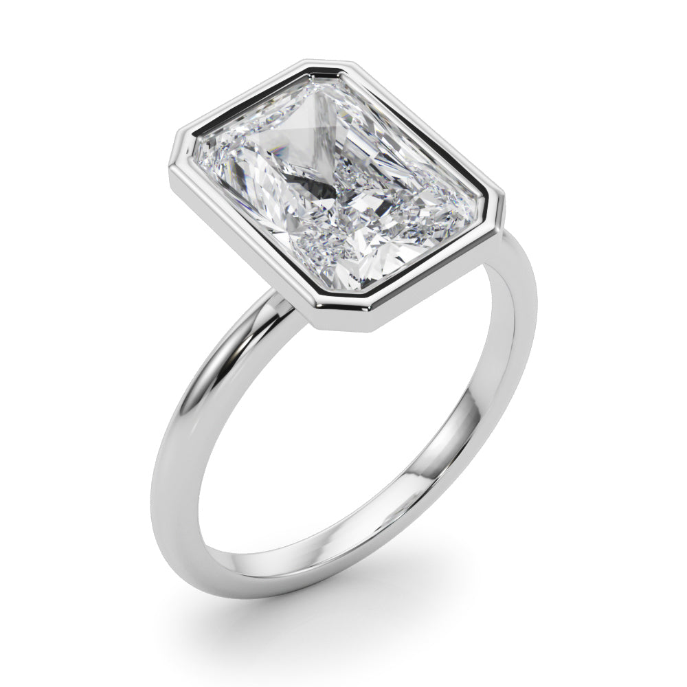 4.00 Carat Radiant-Cut Lab-Grown Diamond Bezel Solitaire Engagement Ring in 14K Gold – IGI Certified