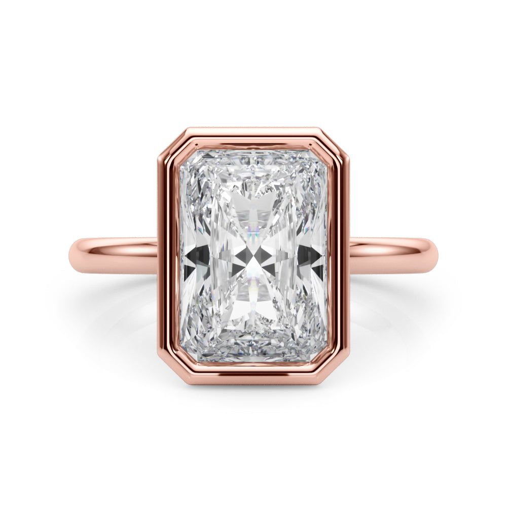 4.00 Carat Radiant-Cut Lab-Grown Diamond Bezel Solitaire Engagement Ring in 14K Gold – IGI Certified