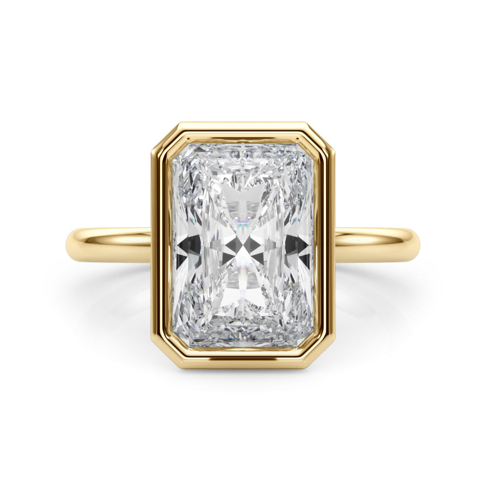 4.00 Carat Radiant-Cut Lab-Grown Diamond Bezel Solitaire Engagement Ring in 14K Gold – IGI Certified