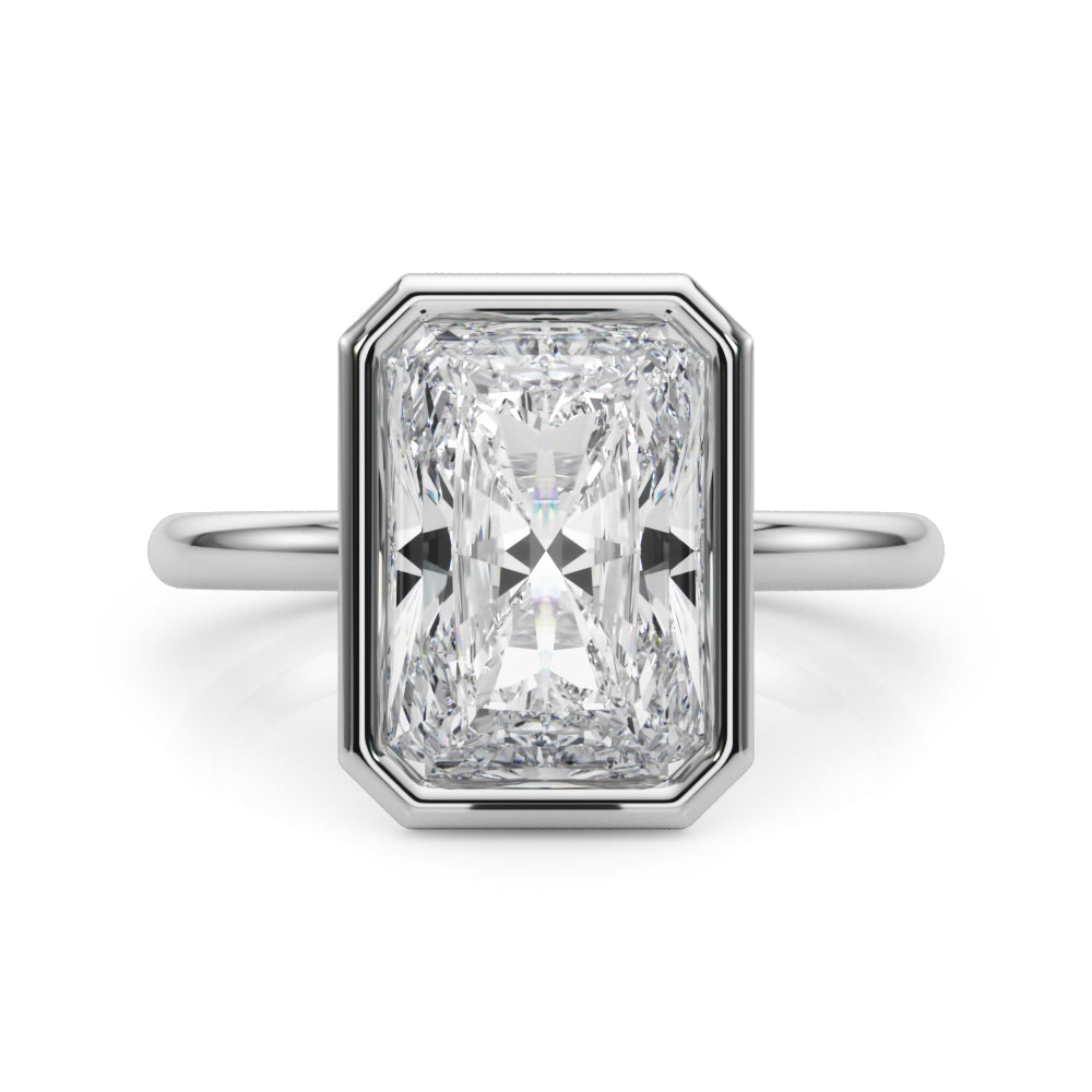 4.00 Carat Radiant-Cut Lab-Grown Diamond Bezel Solitaire Engagement Ring in 14K Gold – IGI Certified