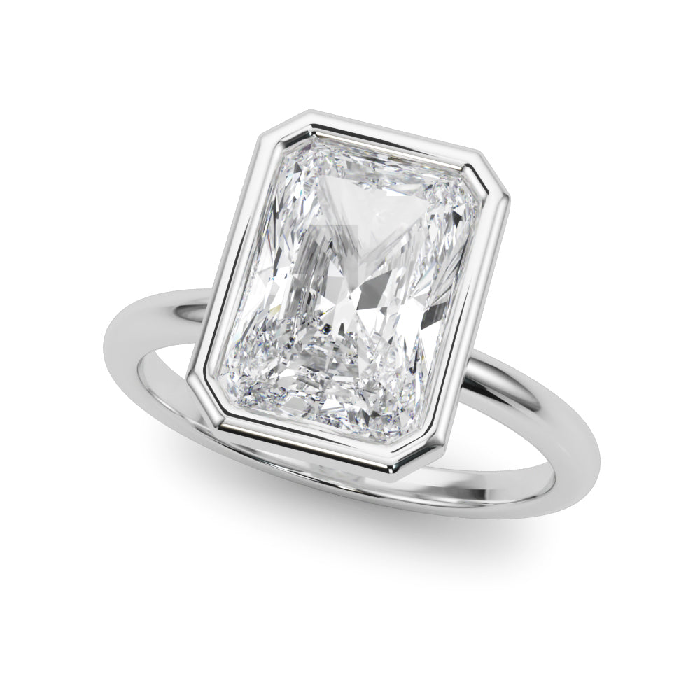 4.00 Carat Radiant-Cut Lab-Grown Diamond Bezel Solitaire Engagement Ring in 14K Gold – IGI Certified