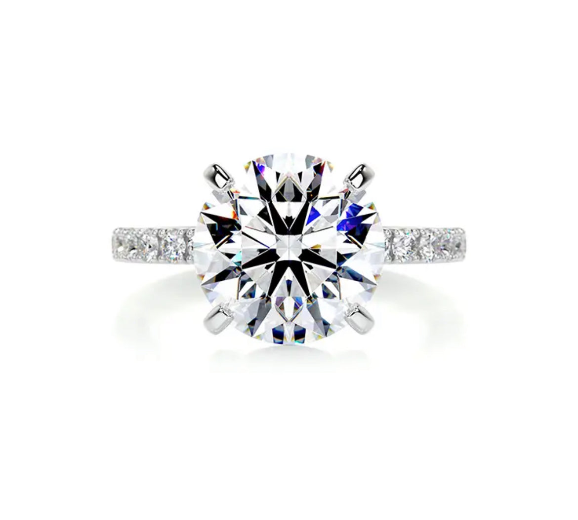 5.25 carat Round Diamond Micro-pave Petite Wire Solitaire Engagement Ring