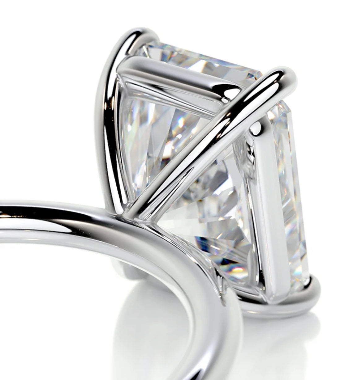 5.35 carat Radiant cut Lab Grown Diamond Wire Basket Engagement Ring In 14k Gold