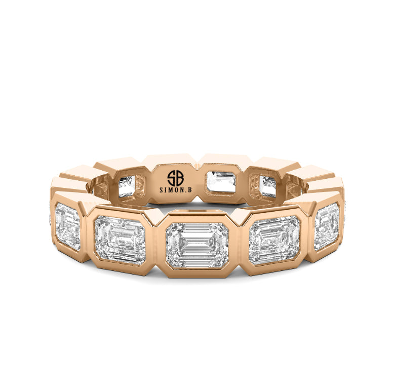 3.00 carat Emerald cut Lab Diamond Elongated Eternity Band Anniversary Ring 14K White