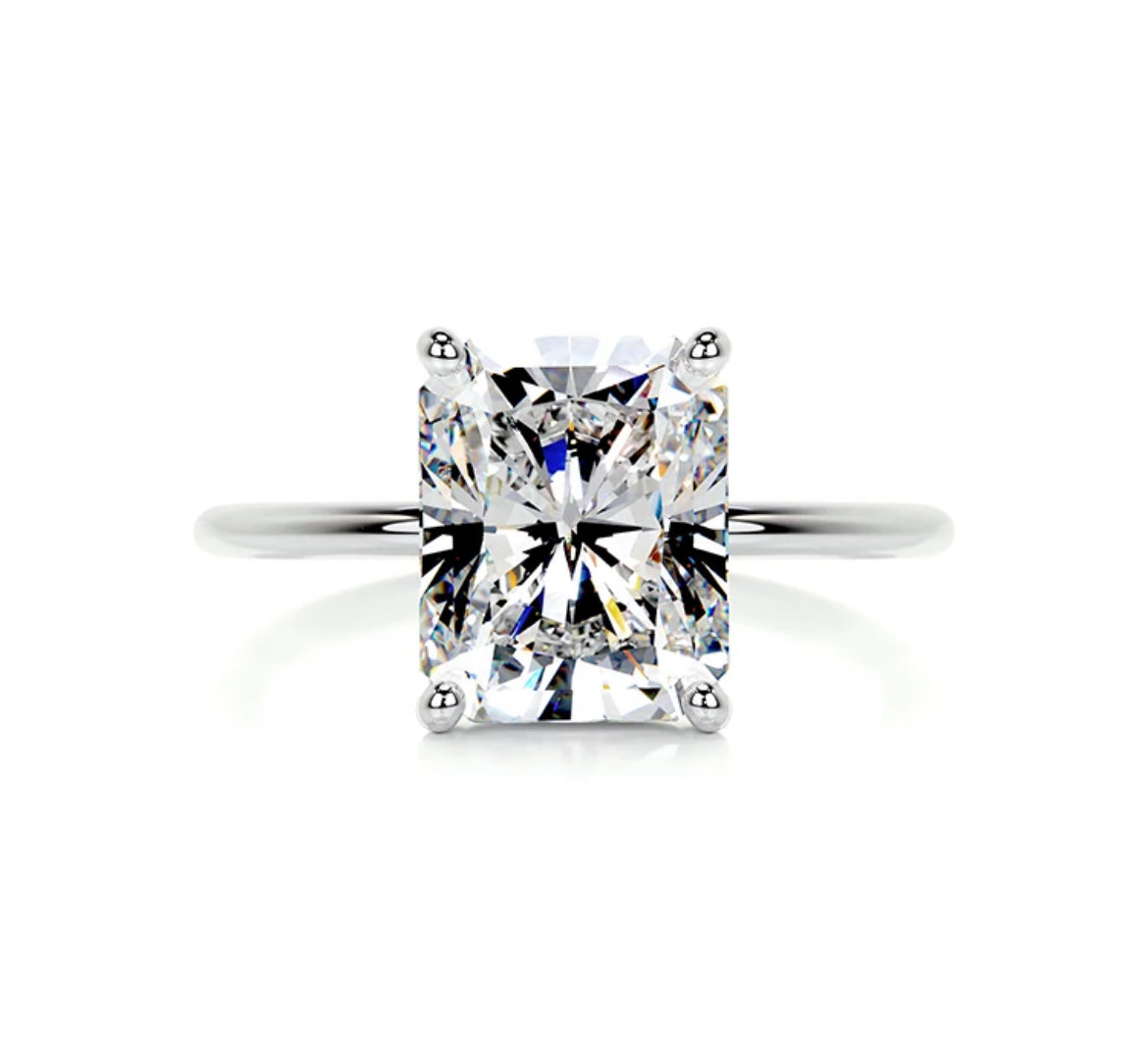 5.35 carat Radiant cut Lab Grown Diamond Wire Basket Engagement Ring In 14k Gold