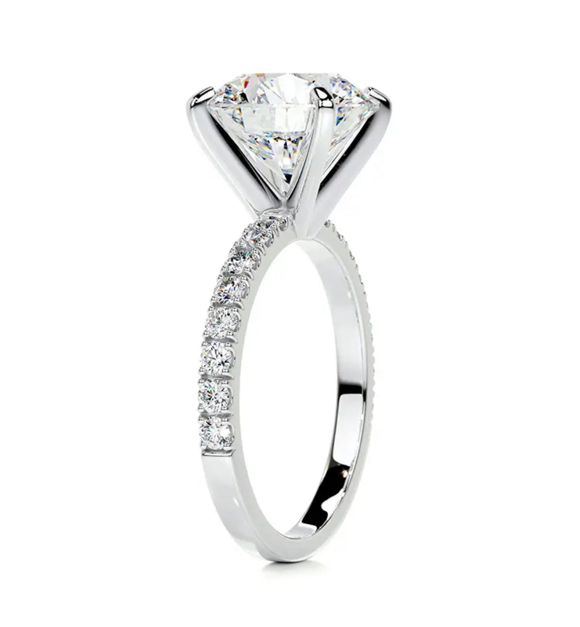 5.25 carat Round Diamond Micro-pave Petite Wire Solitaire Engagement Ring