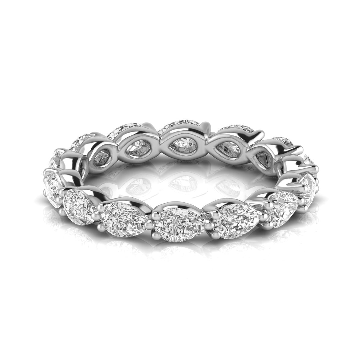 2.00 CTW Pear-Cut Lab-Grown Diamond Eternity Wedding Band in 14K Gold