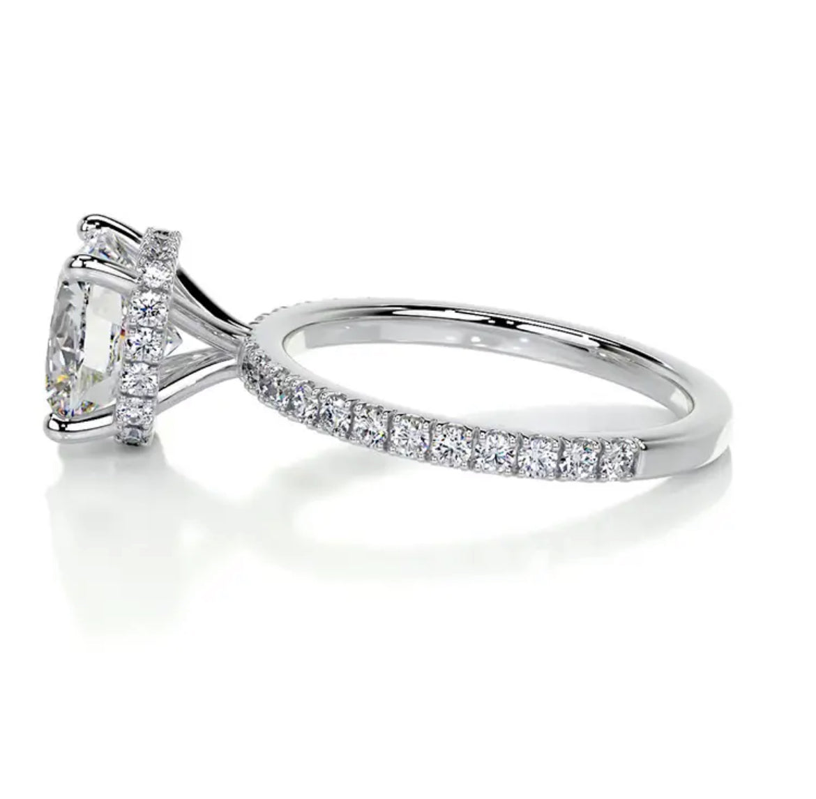 3.55 carat Cushion-cut Lab Grown Diamond Petite Hidden Halo Engagement Ring