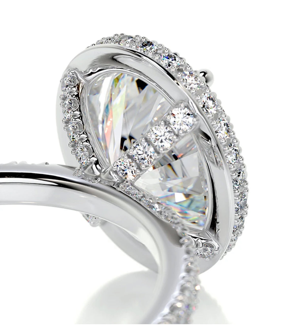 4.50 carat Lab Grown Oval Diamond Hidden Halo Engagement Ring 18k