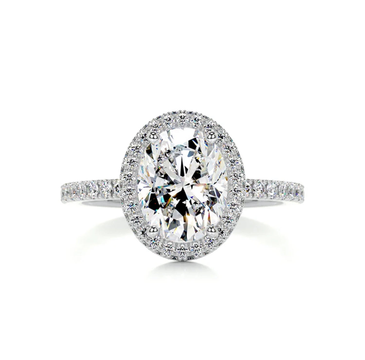 4.50 carat Lab Grown Oval Diamond Hidden Halo Engagement Ring 18k
