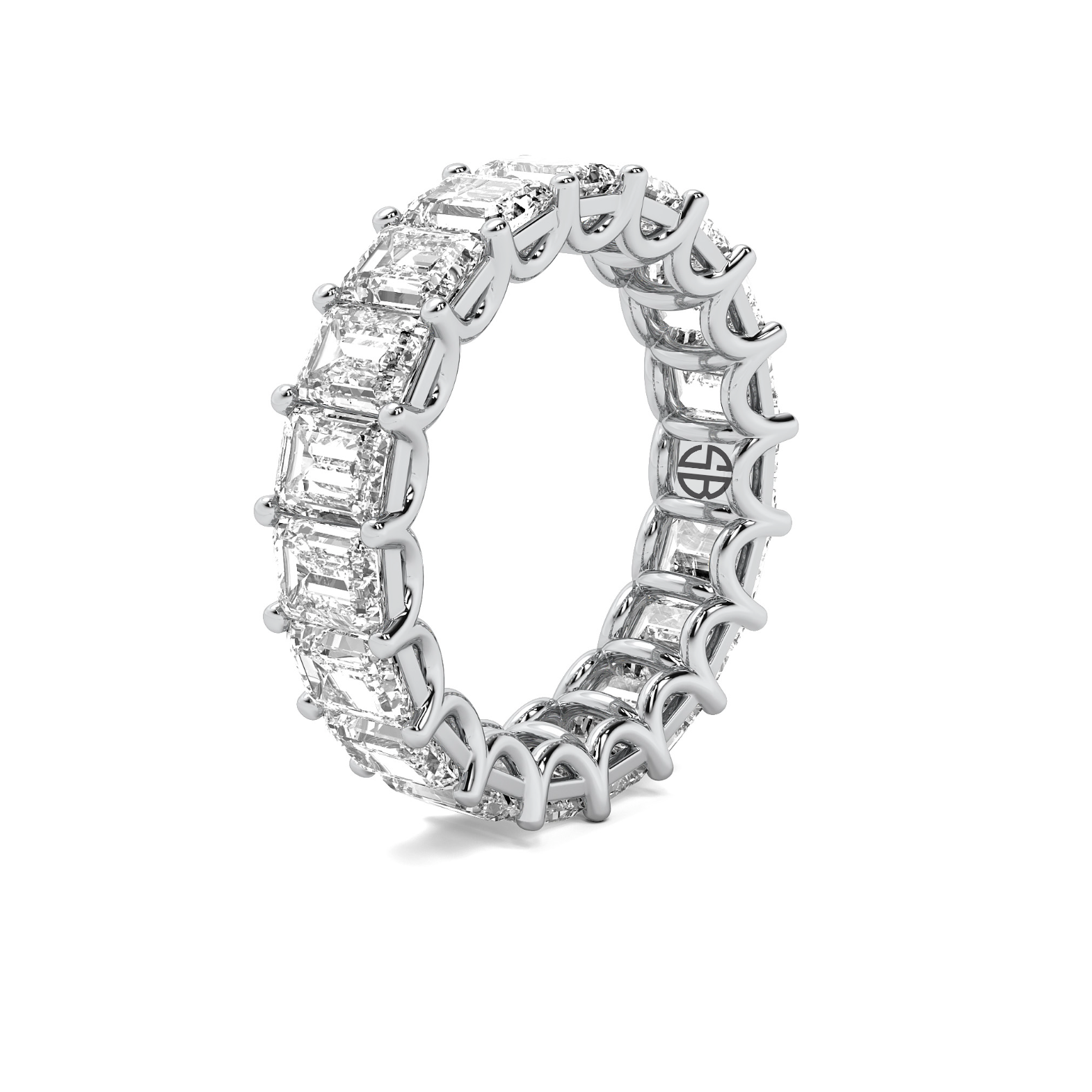 5.75 carat Emerald cut Eternity Band Anniversary Ring 14K White Gold