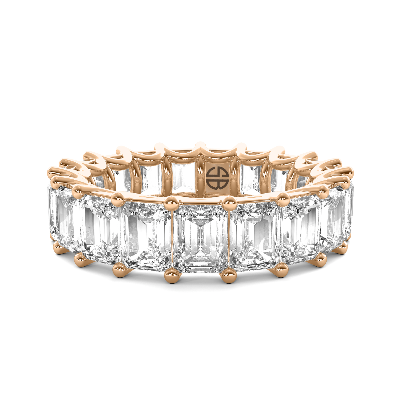 5.75 carat Emerald cut Eternity Band Anniversary Ring 14K White Gold