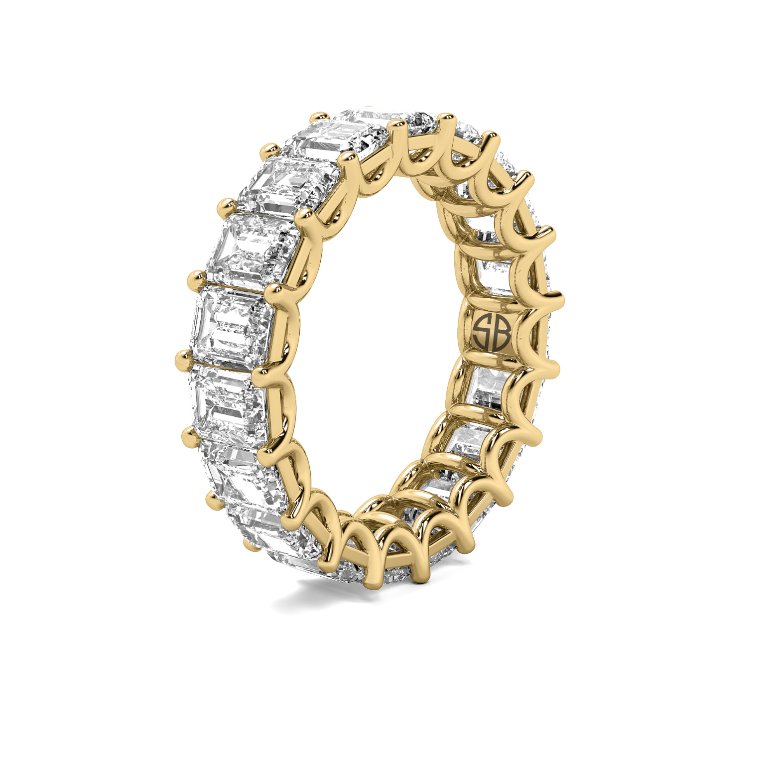 5.75 carat Emerald cut Eternity Band Anniversary Ring 14K White Gold