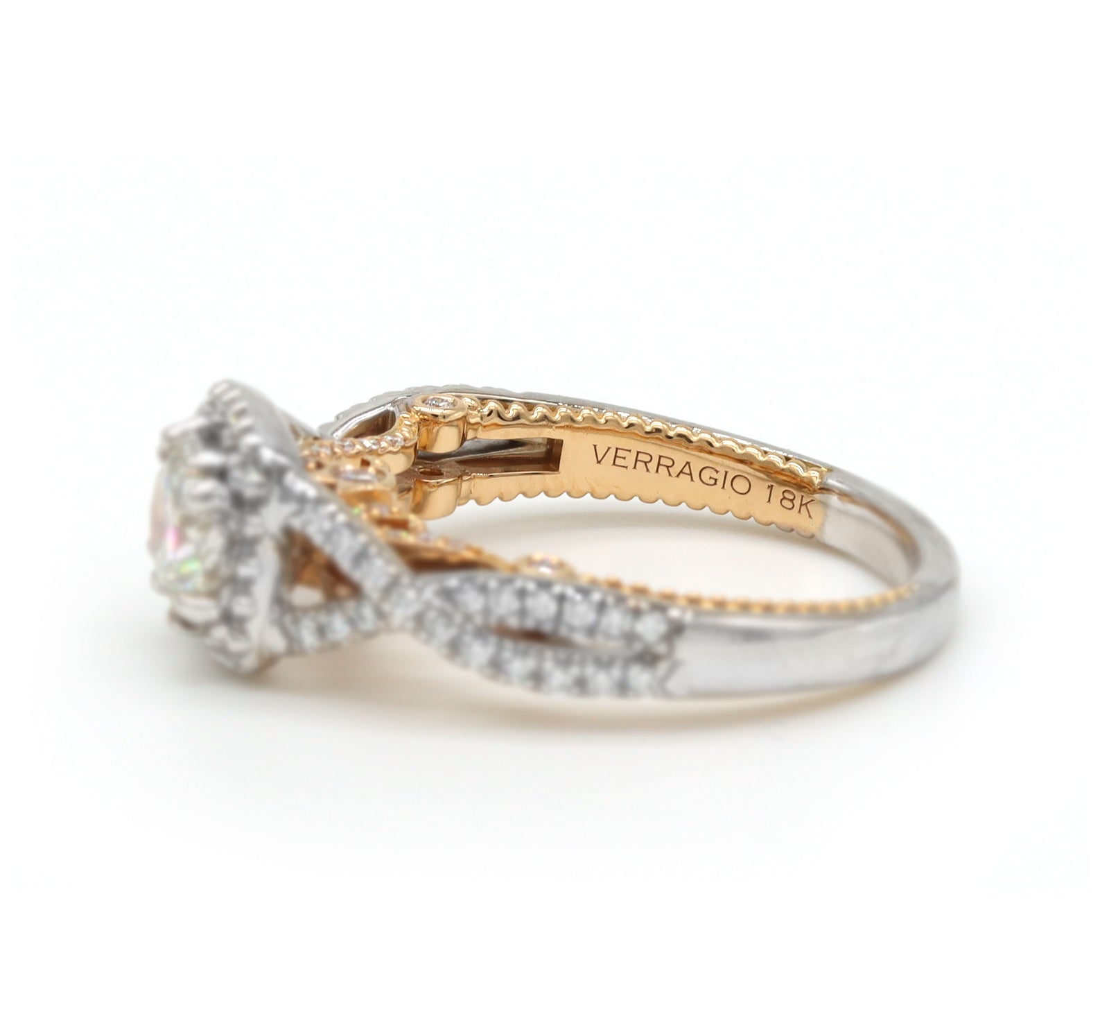 Verragio Halo Engagement Ring - Natural Diamond H/SI - 18K Rose & White Gold - Size 7 - $5,000