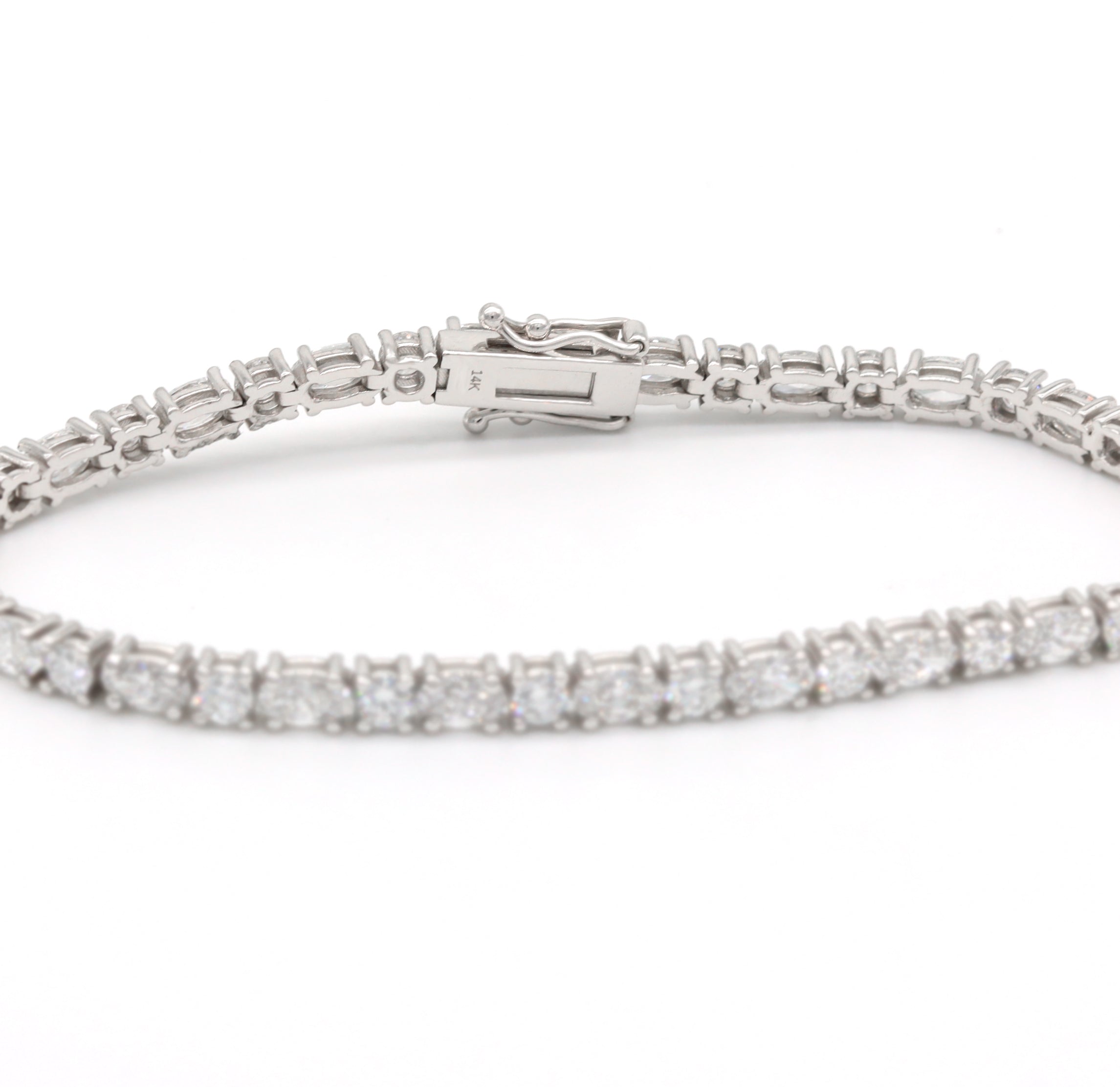 14K White Gold 6.47ct Lab Diamond Tennis Bracelet – Oval & Round Alternating, AGI Certified