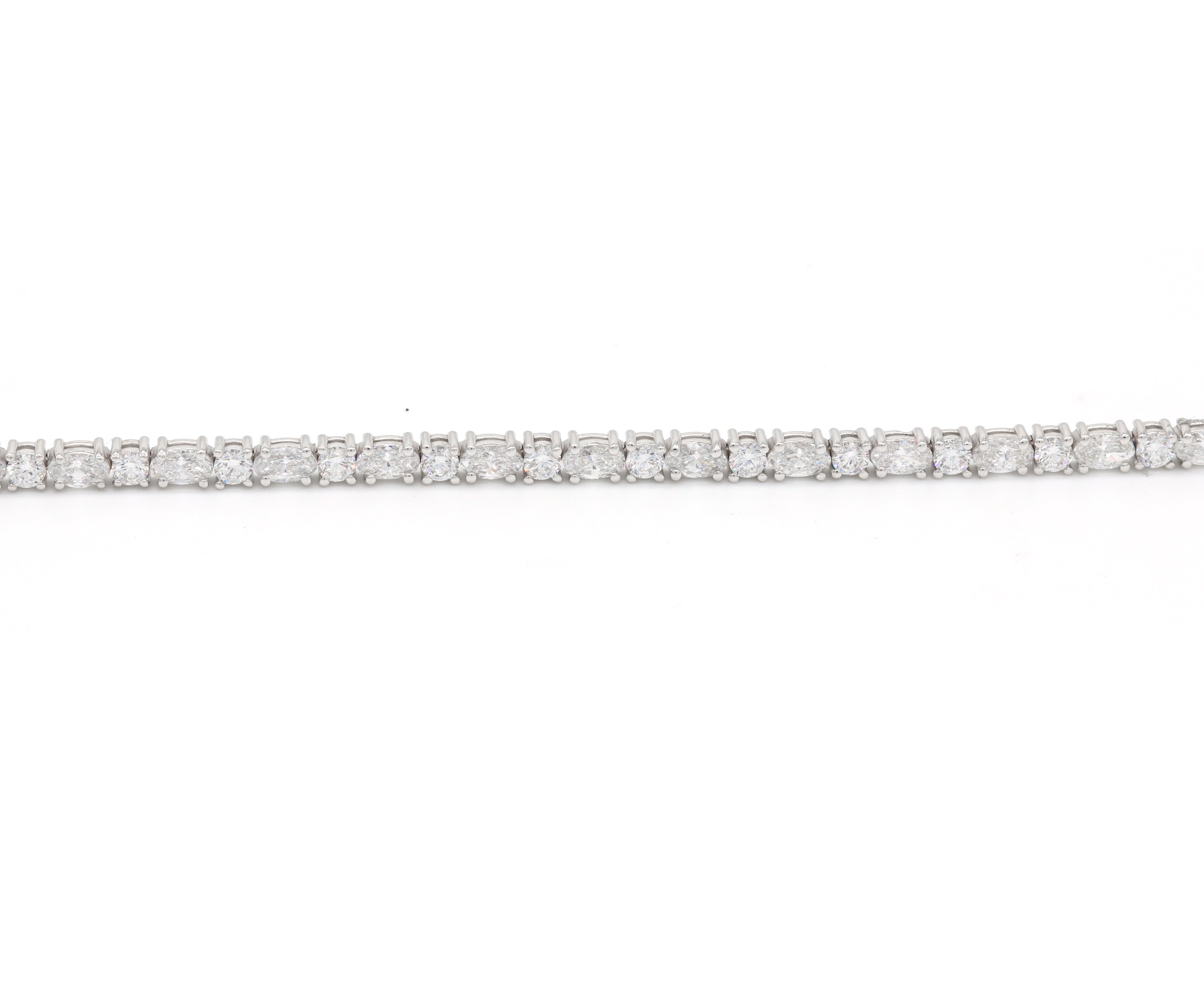14K White Gold 6.47ct Lab Diamond Tennis Bracelet – Oval & Round Alternating, AGI Certified