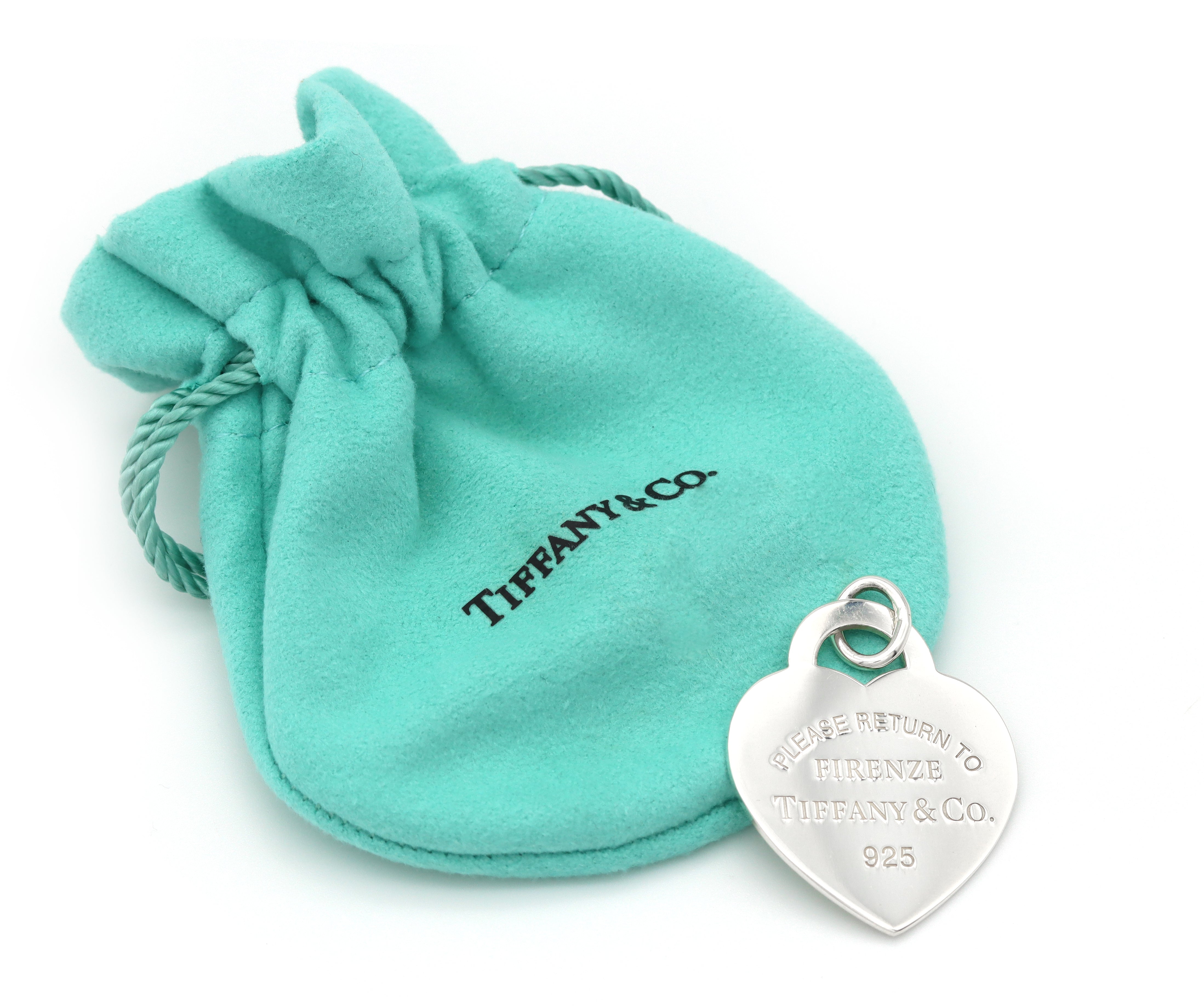 Tiffany & Co  Return To Firenze Italy Jumbo XL Heart Charm Pendant Silver 925