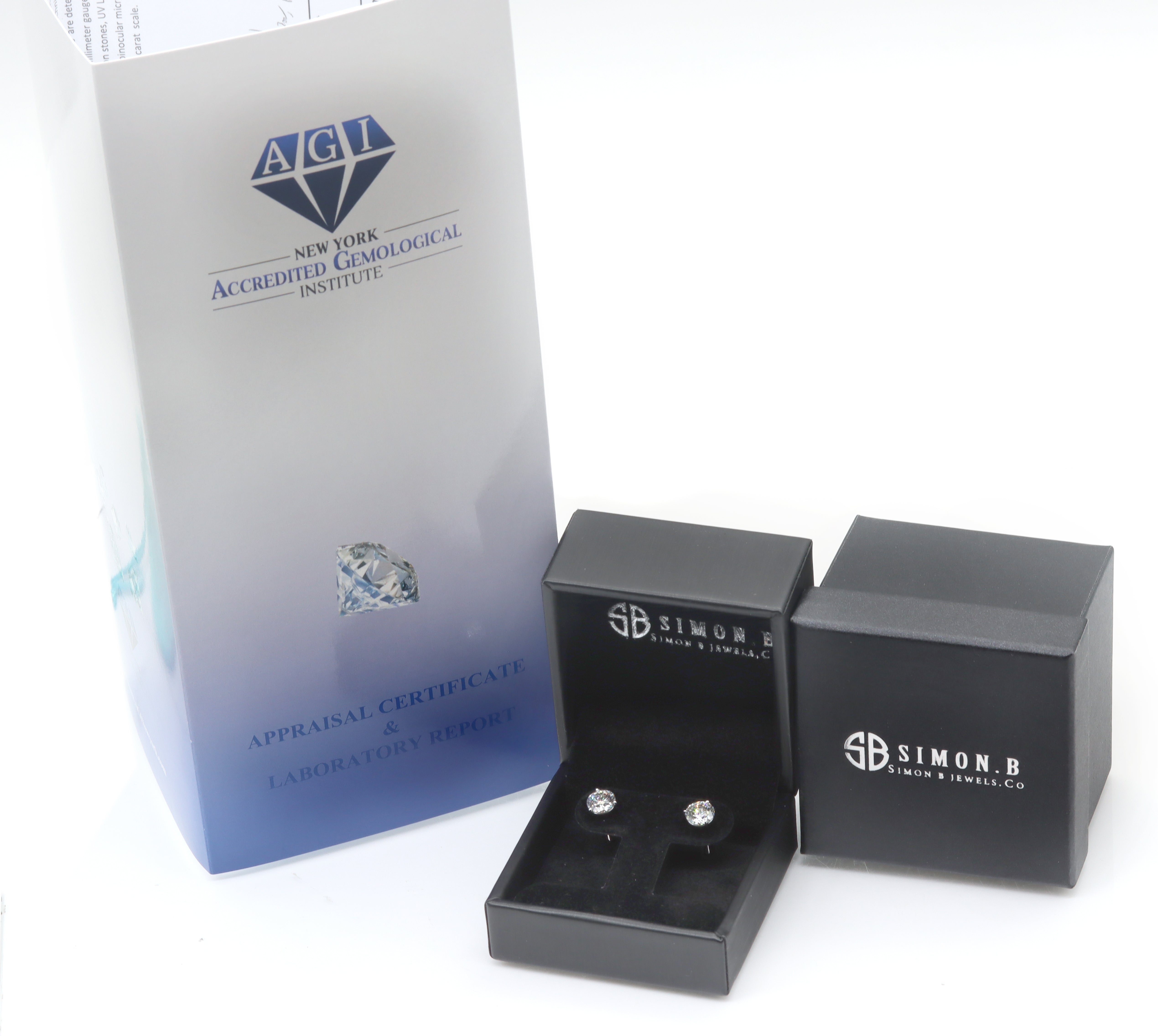 3.00 ctw Round Brilliant Diamond Studs Earrings Set In 14k White Gold