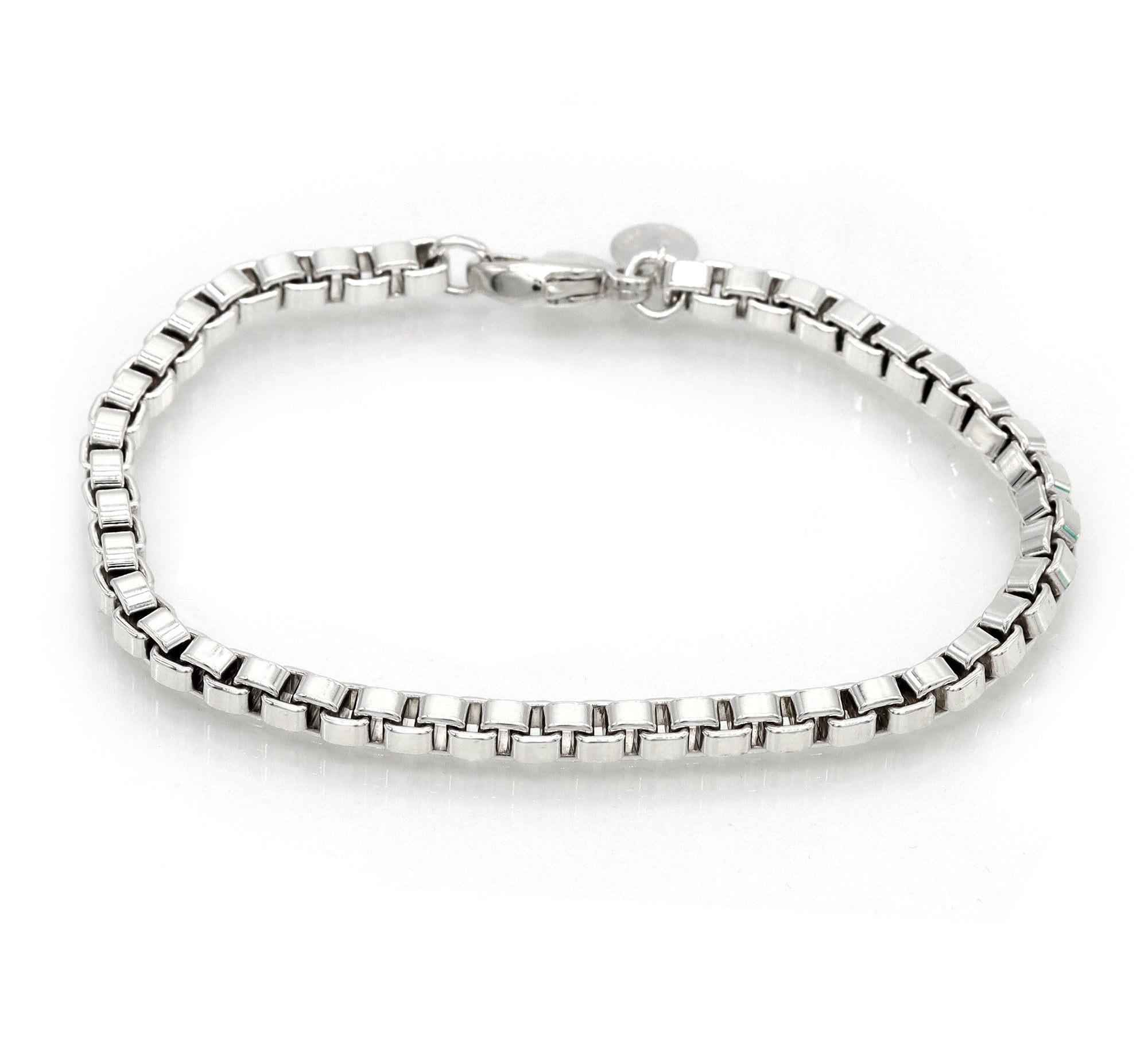Tiffany & Co. 925 Sterling Silver Venetian Link Box Chain Bracelet 7.5