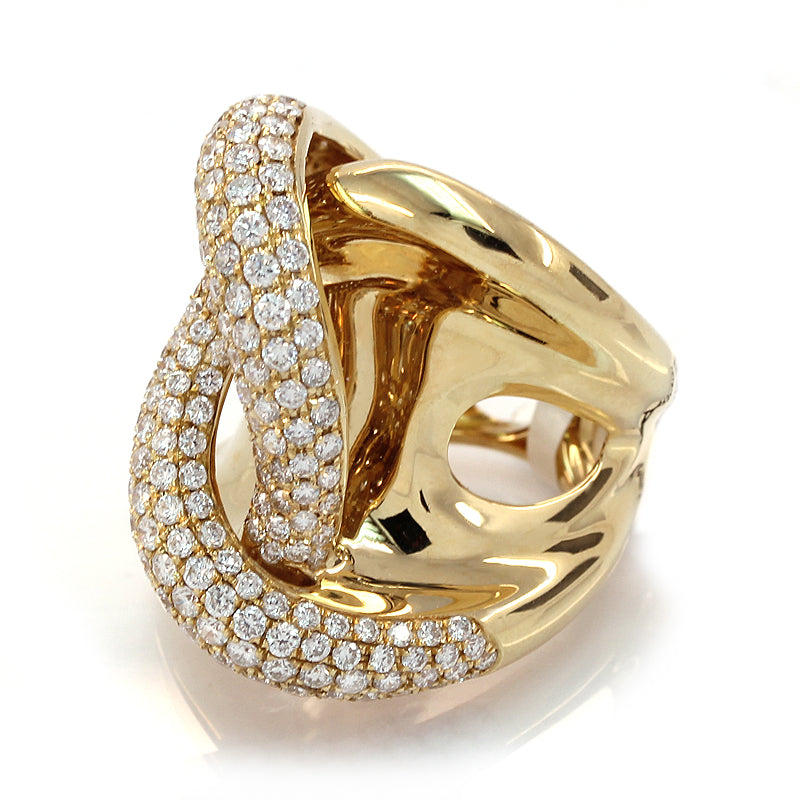 3.18 ct. tw. Round Diamond Bypass Micropave Fashion Ring 18k Yellow Gold