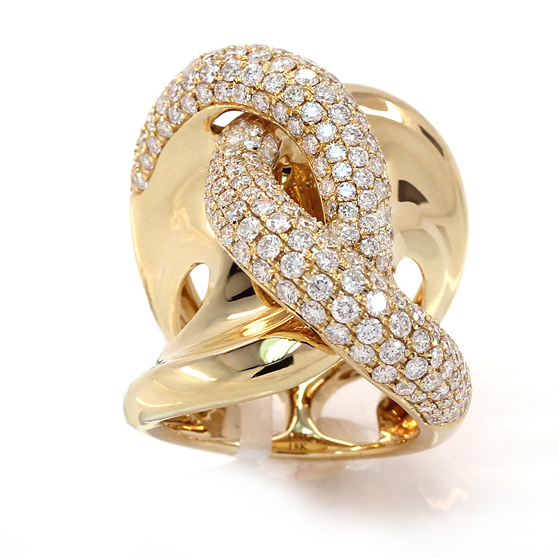 3.18 ct. tw. Round Diamond Bypass Micropave Fashion Ring 18k Yellow Gold