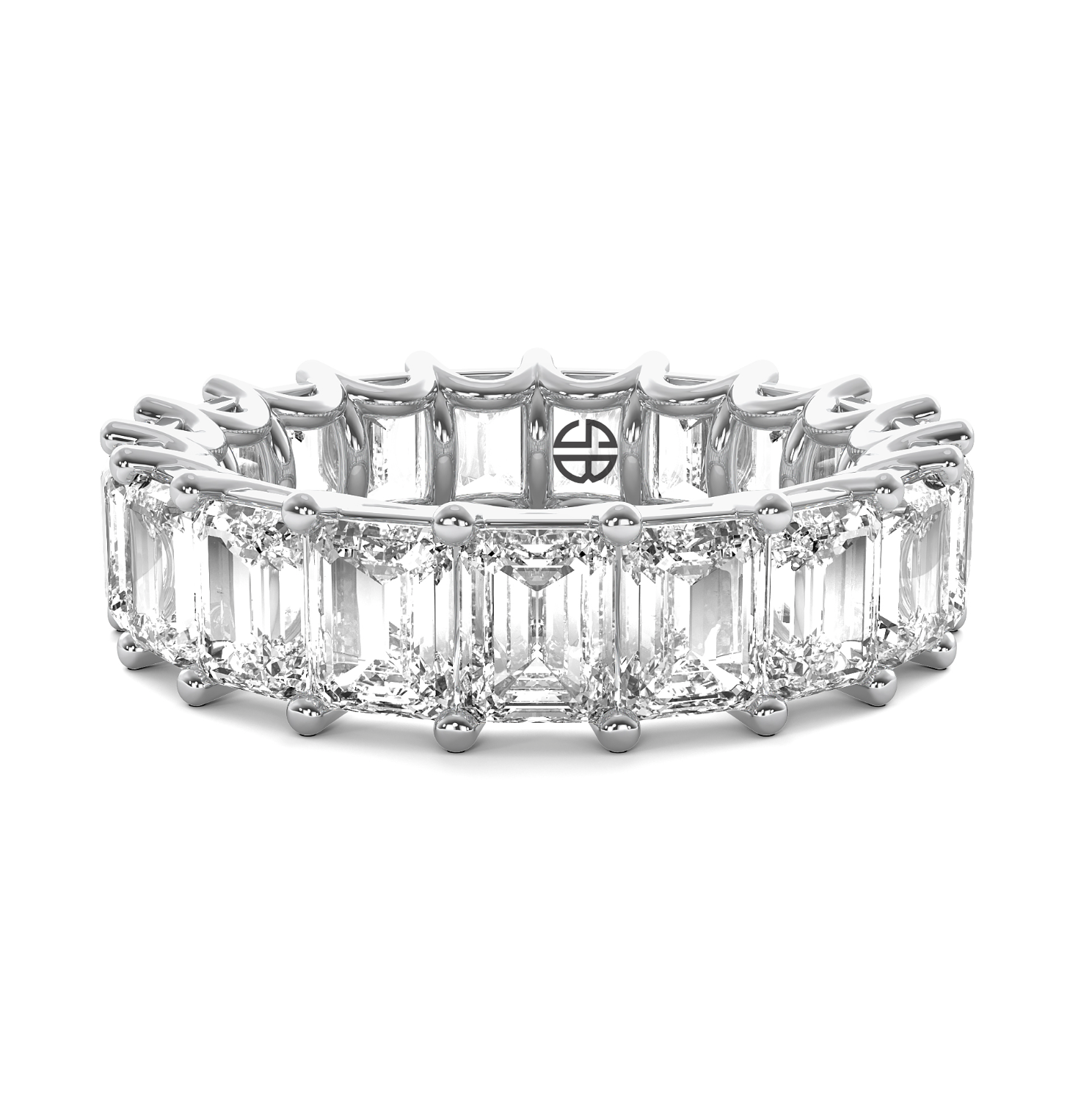 5.75 carat Emerald cut Eternity Band Anniversary Ring 14K White Gold