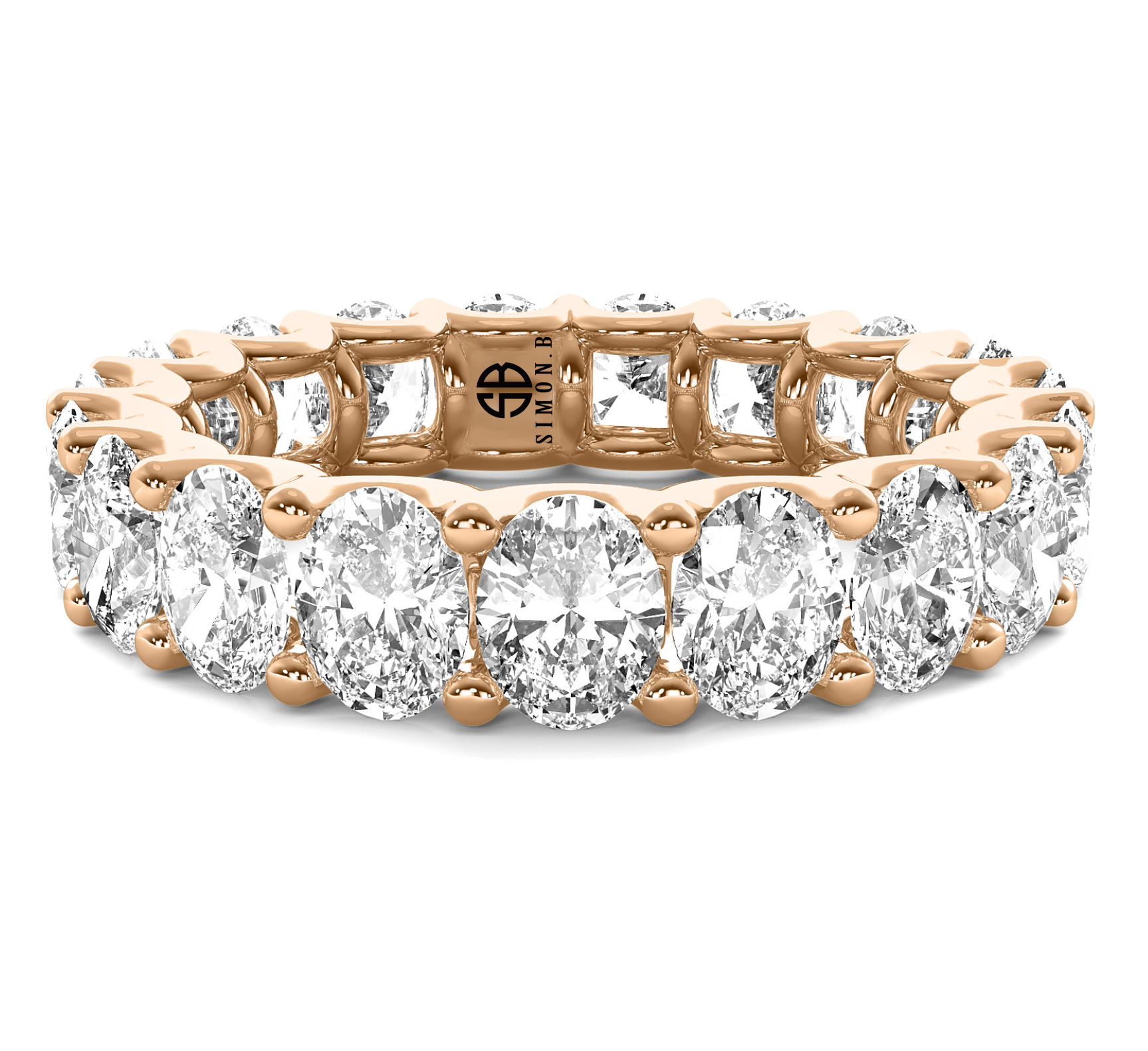 3.57 carat Oval Shaped Eternity Diamond U-Prong Band 14k White Gold
