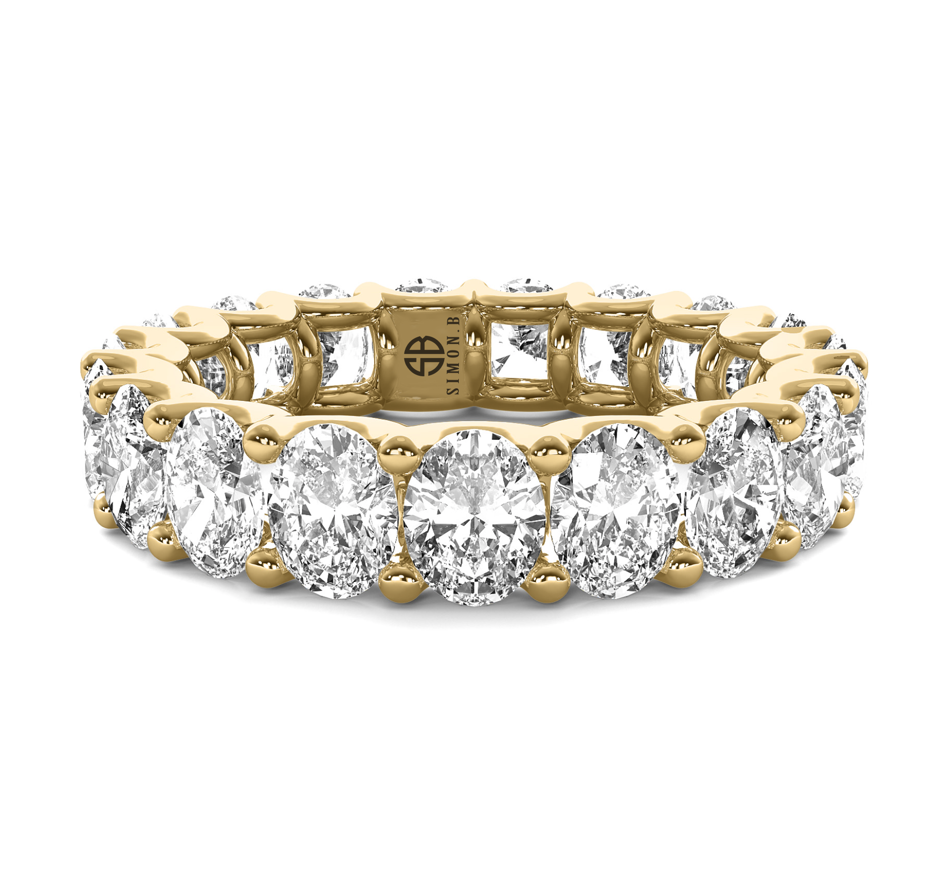3.57 carat Oval Shaped Eternity Diamond U-Prong Band 14k White Gold