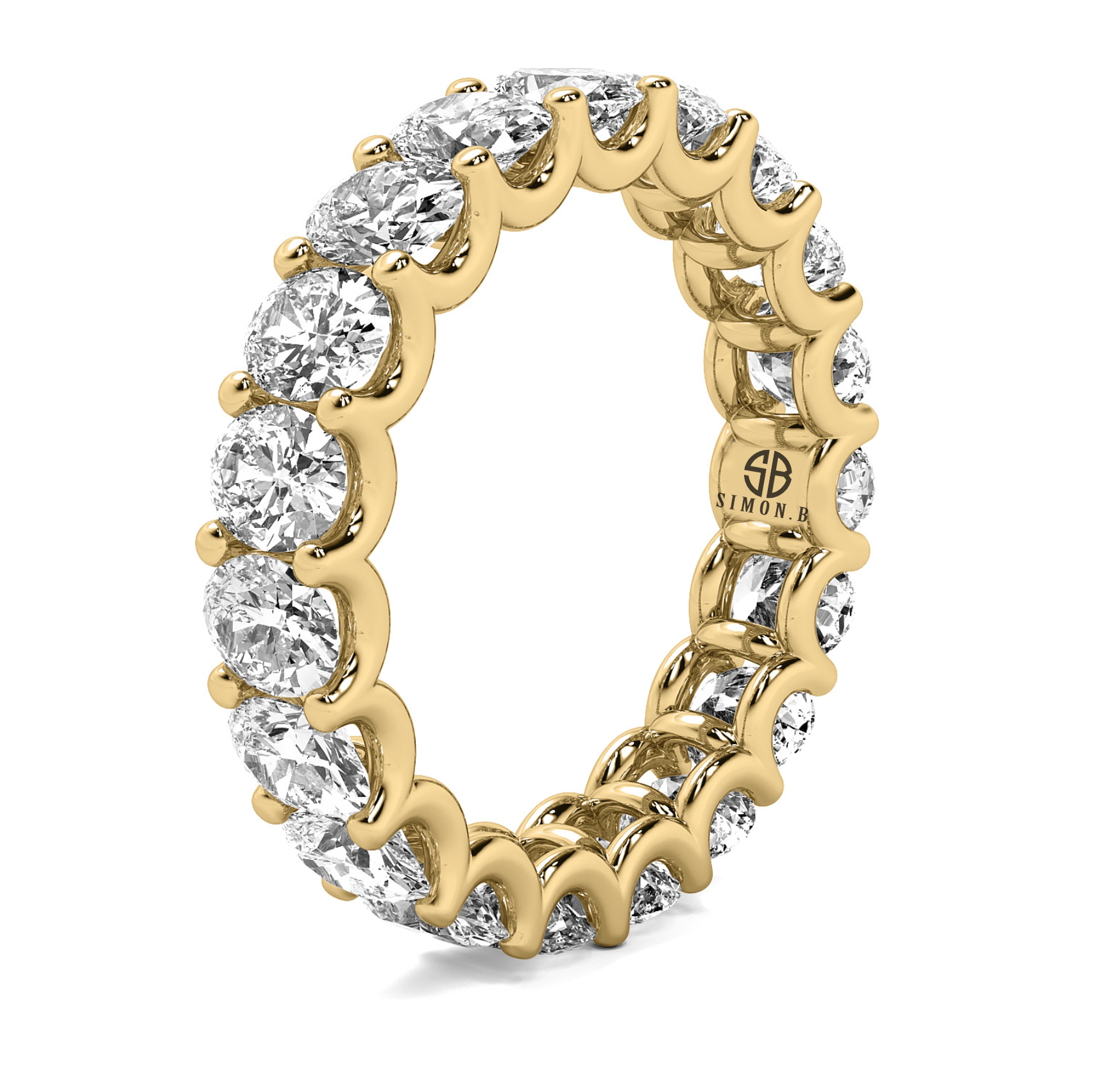 3.57 carat Oval Shaped Eternity Diamond U-Prong Band 14k White Gold