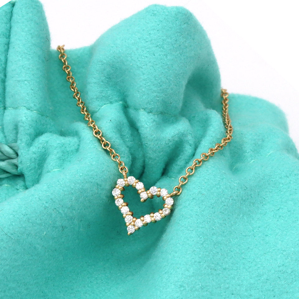 TIFFANY & Co. Necklace Pendant Sentimental Heart Diamond Yellow Gold