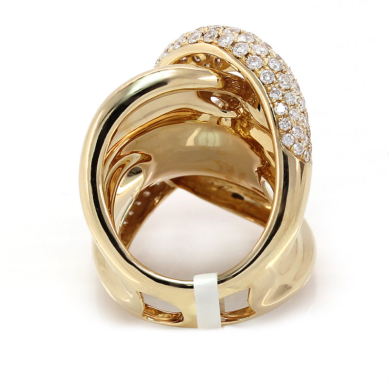 3.18 ct. tw. Round Diamond Bypass Micropave Fashion Ring 18k Yellow Gold