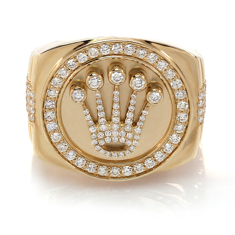 1.37 ct. tw. Round Diamond Mens's Crown Ring in 14k Gold
