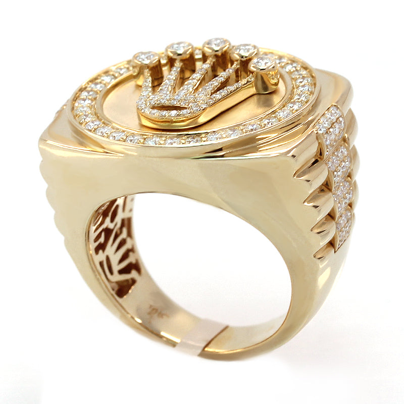 1.37 ct. tw. Round Diamond Mens's Crown Ring in 14k Gold