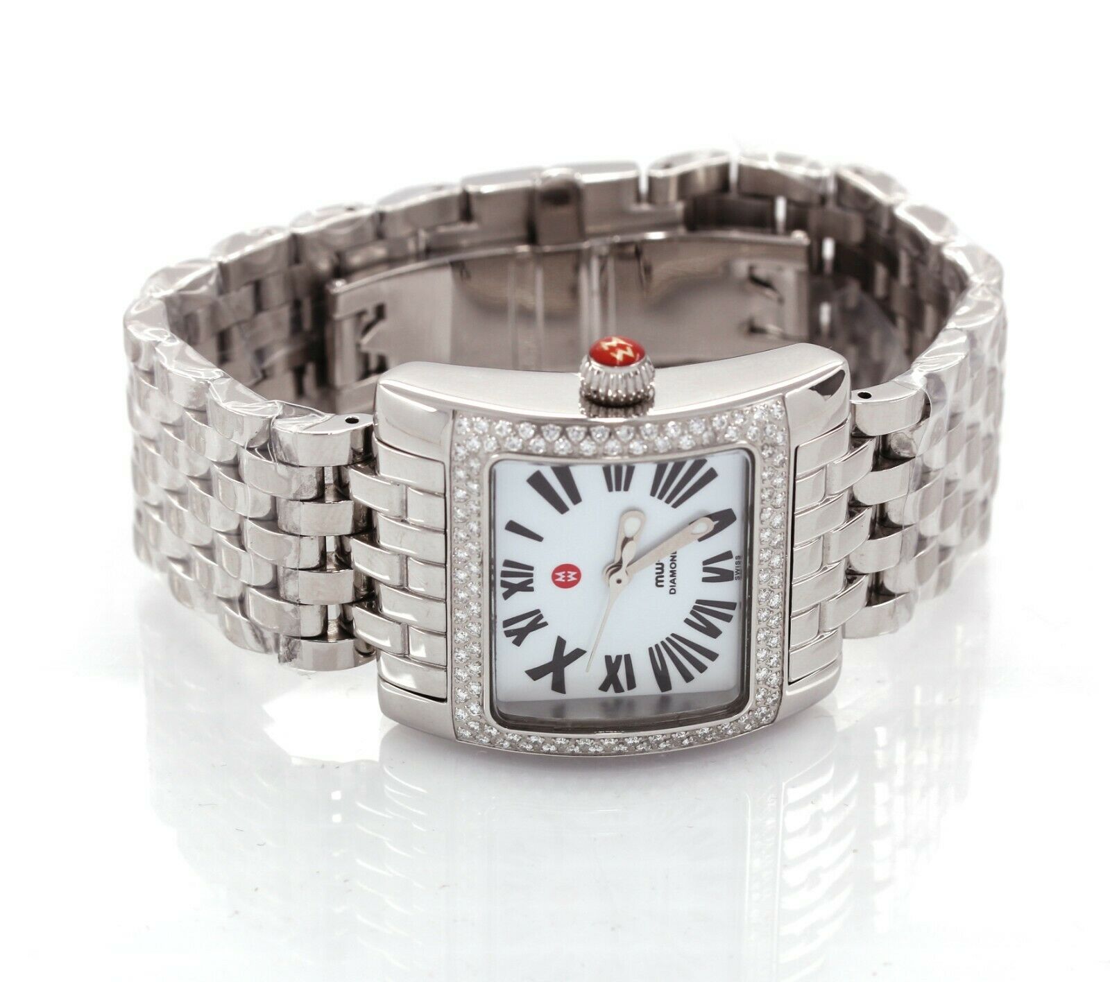 Michele triburner watch square with diamonds