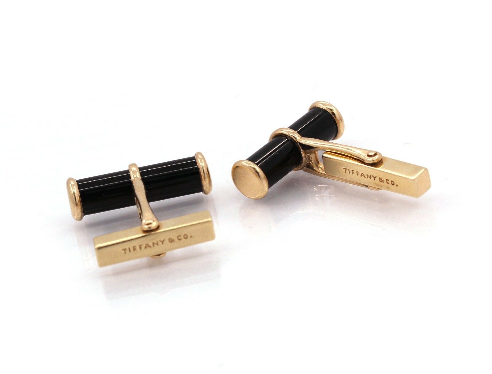 Tiffany & Co. 14K Yellow Gold Black Onyx Cufflinks - Vintage - simonbjewels.co