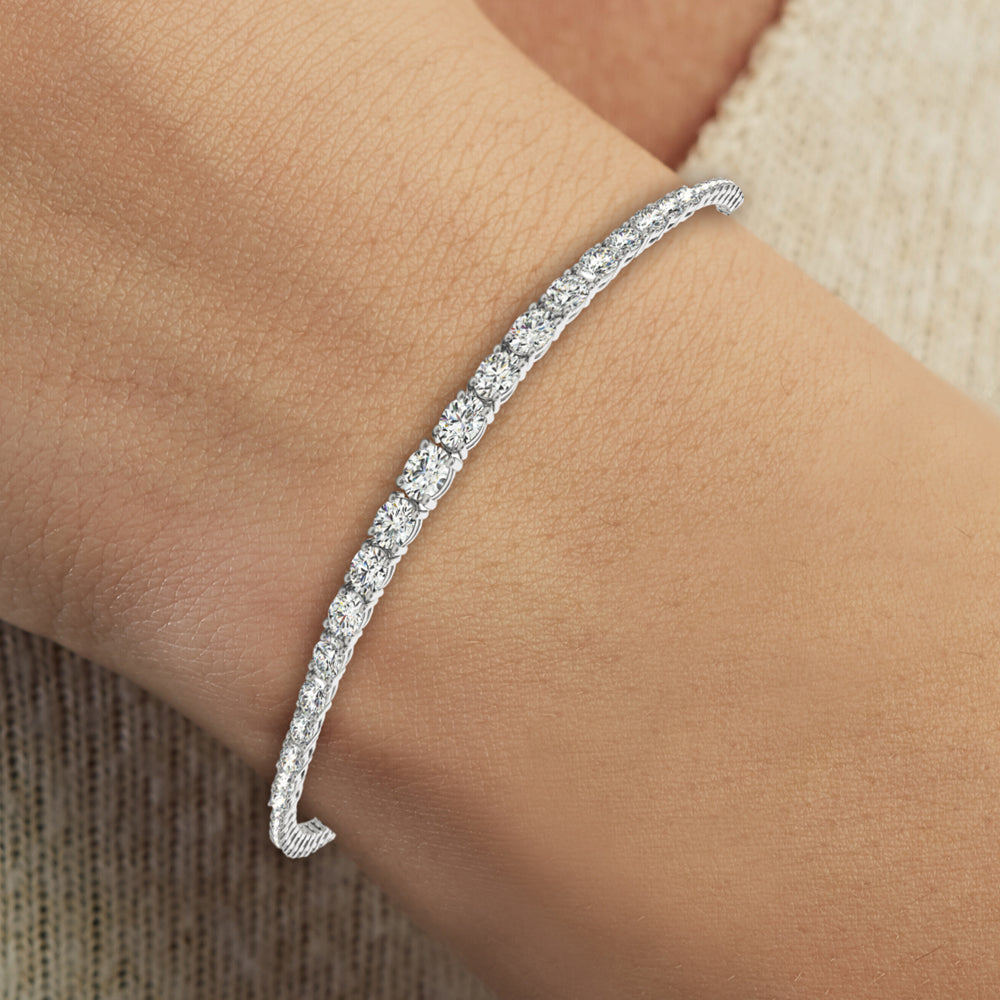 2.80 Carat Round Cut Diamond Graduated IN-LINE Tennis Bracelet set in 14k Gold - simonbjewels.co
