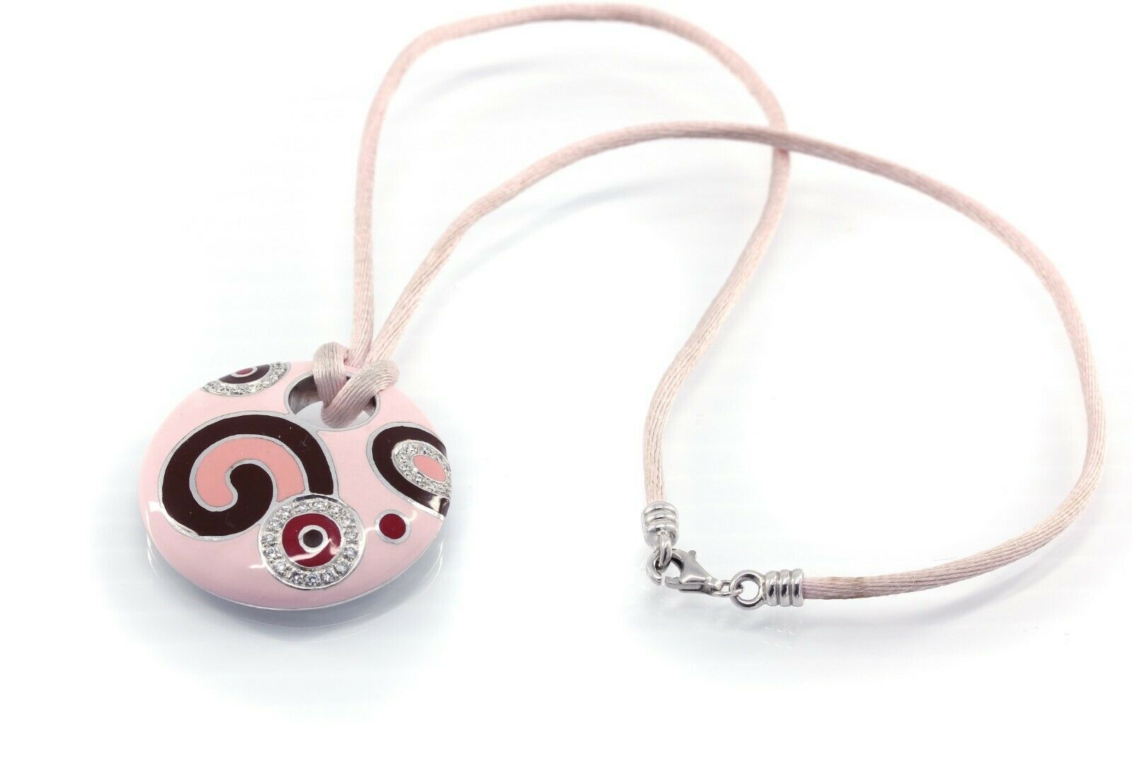ROBERTO COIN Enamel Diamond Pendant Necklace in 18K White Gold - 16'' - simonbjewels.co