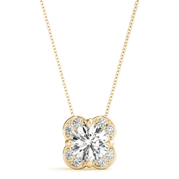 1 Carat Round cut Diamond Halo Solitaire Pendant Set In 14k White Gold  (1/10 ct tw) - simonbjewels.co