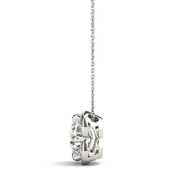 1 Carat Round cut Diamond Halo Solitaire Pendant Set In 14k White Gold  (1/10 ct tw) - simonbjewels.co