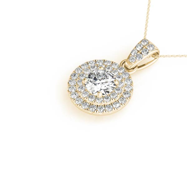 3/4 ct tw Round cut Diamond Double Halo Solitaire Pendant Set (1/3 ct tw) In 14k White Gold - simonbjewels.co
