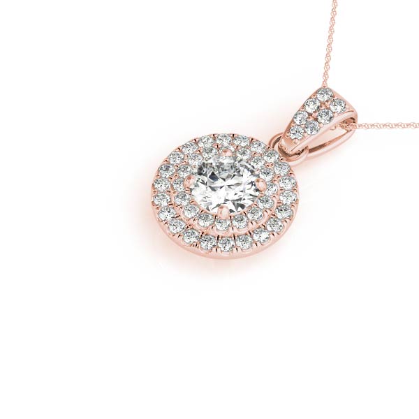 3/4 ct tw Round cut Diamond Double Halo Solitaire Pendant Set (1/3 ct tw) In 14k White Gold - simonbjewels.co