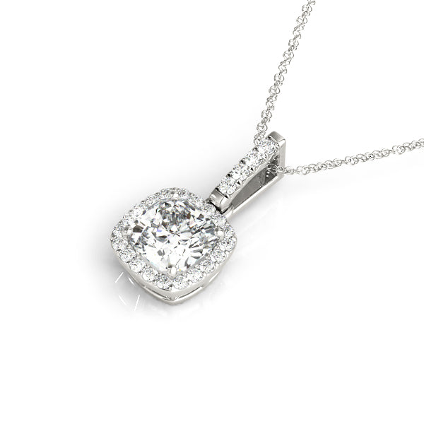 1.75 ct tw Cushion cut Diamond Halo Solitaire Pendant Set In 14k White Gold  (1/6 ct tw) - simonbjewels.co